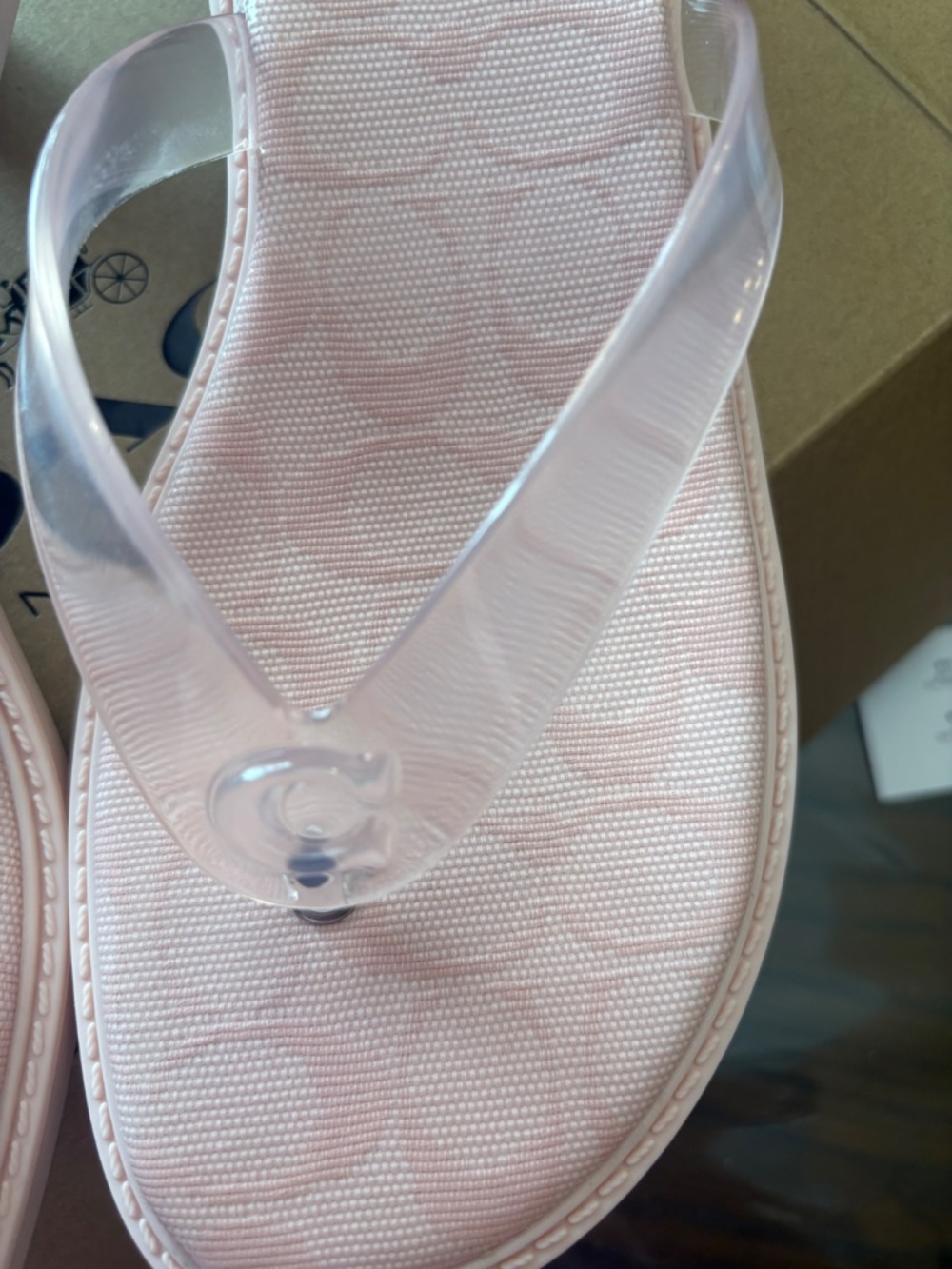 Coach Women’s Candy Pink Jelly Thong Kitten Heel Sandals - Picture 6 of 8